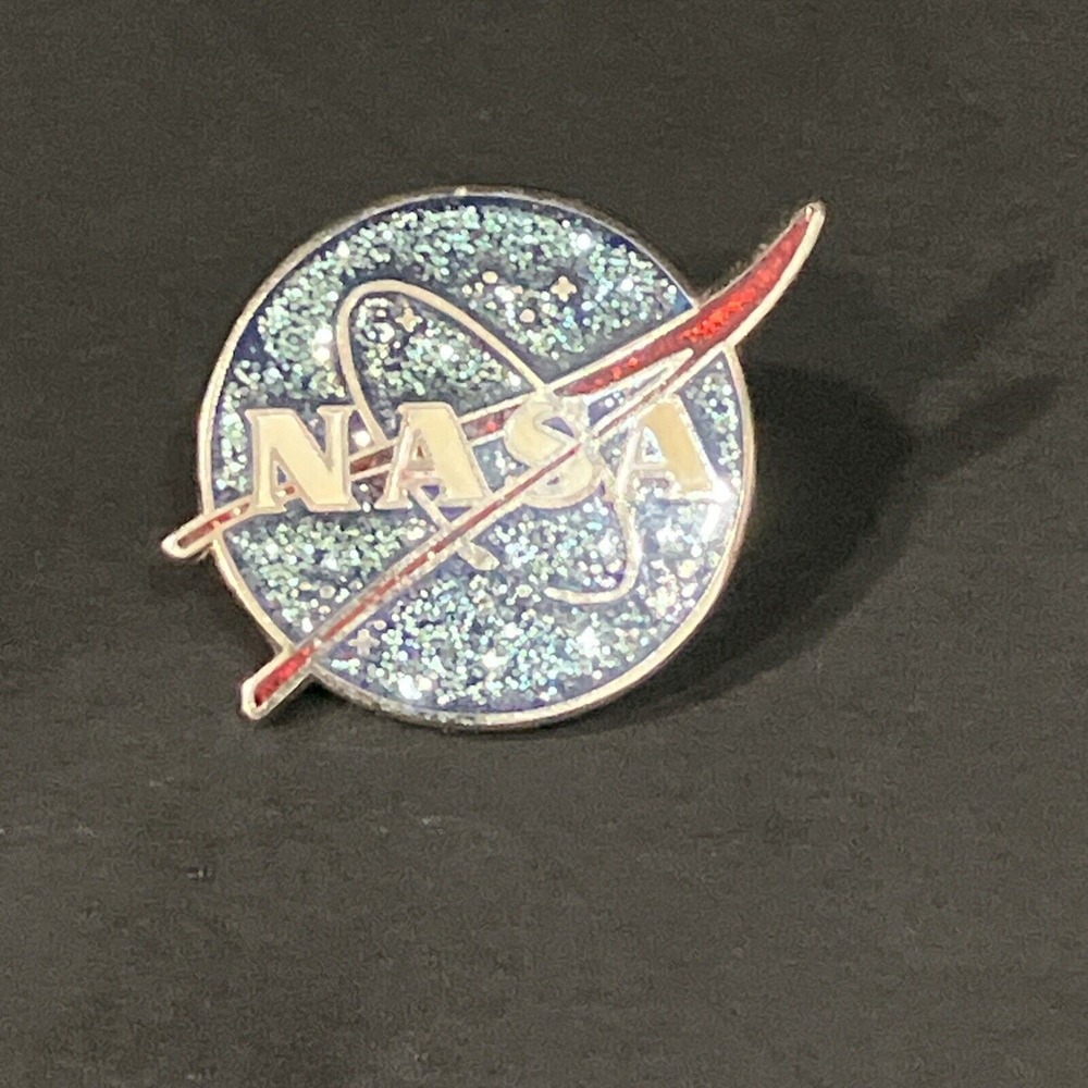 NASA Meatball Logo Blue Glitter Enamel Lapel Pin Space‎ Science Accessory